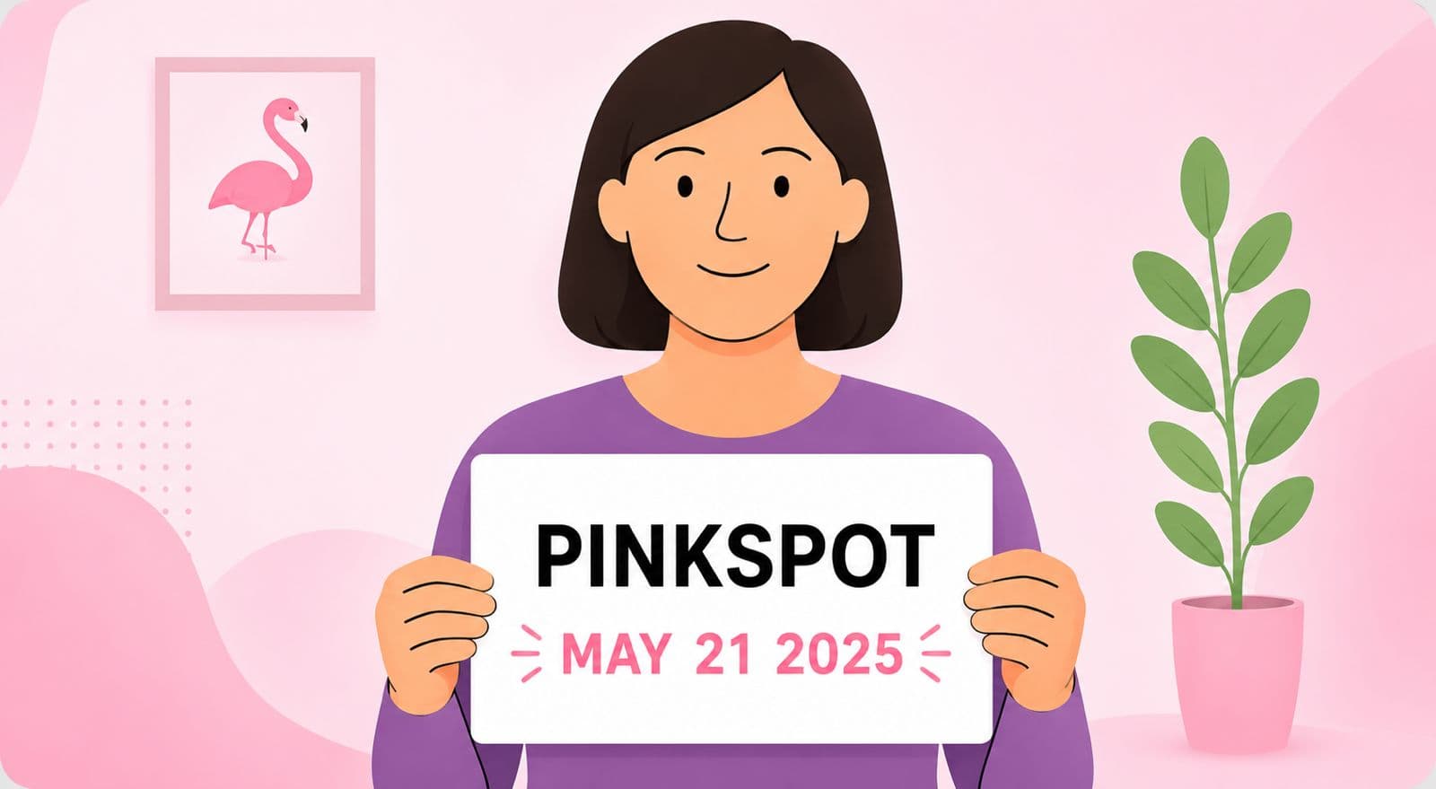 Woman holding a Pinkspot verification sign