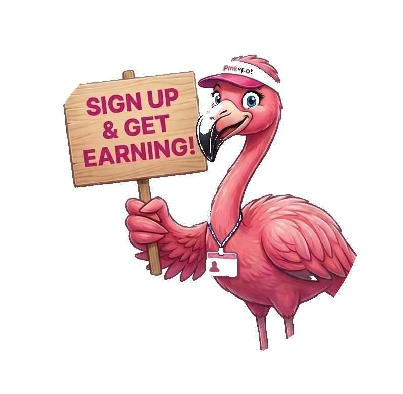 Pinkspot signup mascot
